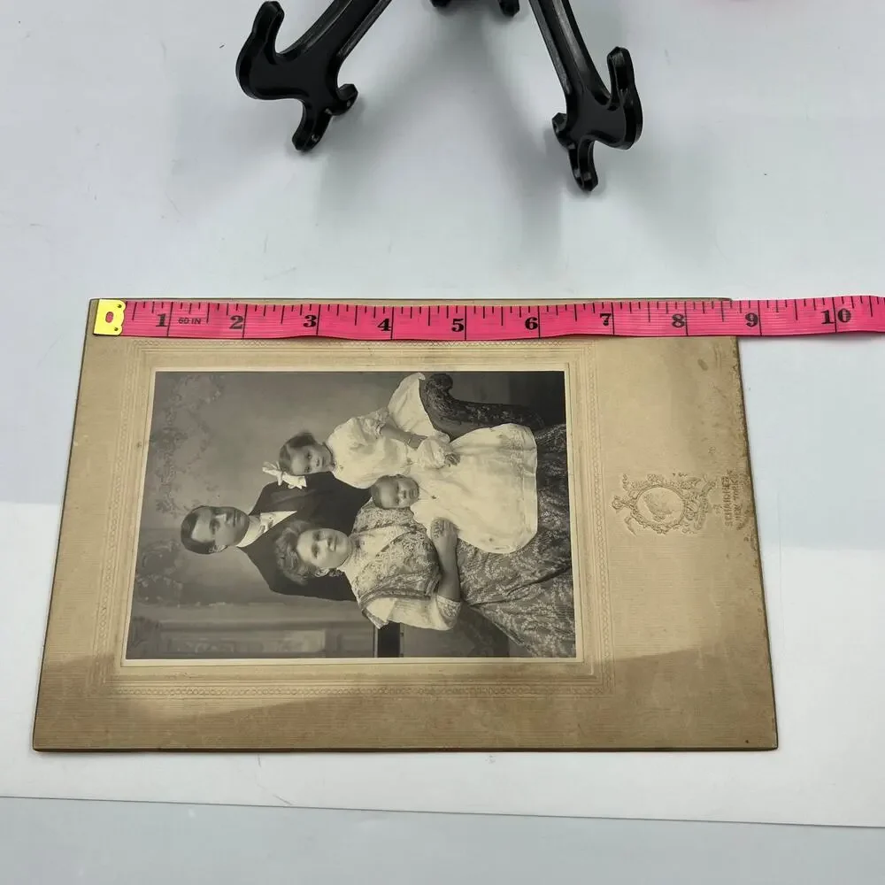 Antique Card Stock Mounted Black White 1800's Family Infant Child Photo